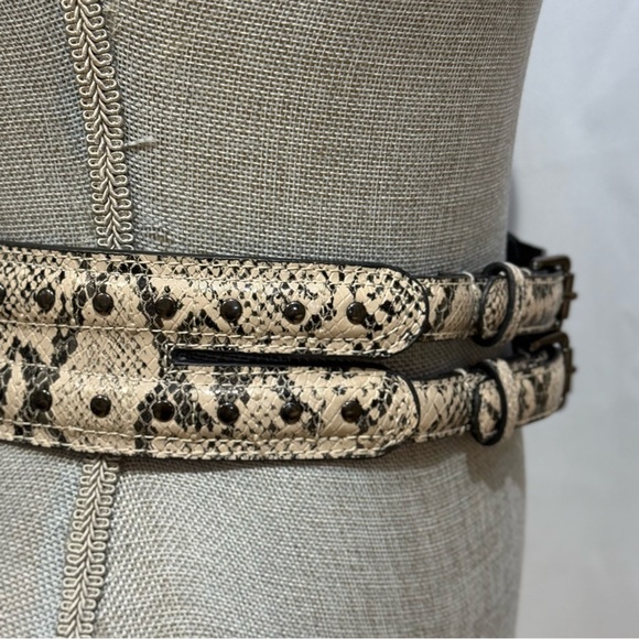 BCBGMaxAzria Black and cream snake print belt, Sz S - Picture 6 of 9
